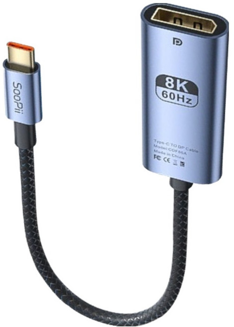 SooPii USB C to DP 1.4 8K HDR 電視連接鏡像轉接頭, CDF86A