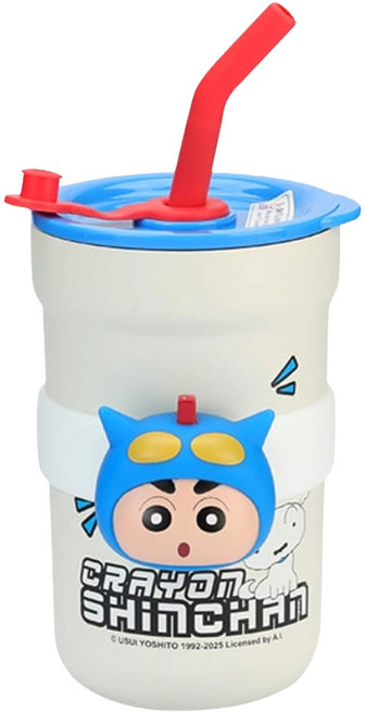 MTuTU 萌兔兔 蠟筆小新 316趣玩公仔吸管保溫杯 超人, 白色, 1個, 580ml
