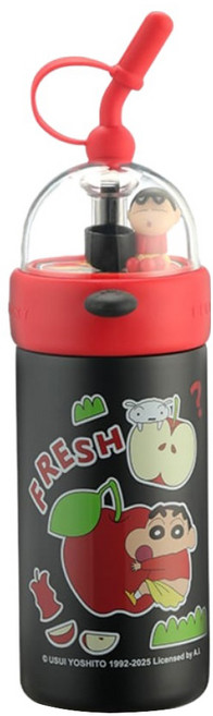 MTuTU 萌兔兔 蠟筆小新 304玩趣吸管保溫瓶, 紅色, 1個, 560ml