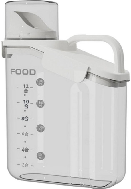 POGGU 大容量貓狗儲糧桶/食品級防潮家用密封罐/寵物凍干糧儲存桶 附量杯, 象牙白, 1個, 2L