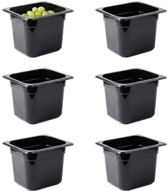 LIVINGMATE 韓國製 PC 營業用 黑色 調理盆 1/6, 6個, 2L(6P)