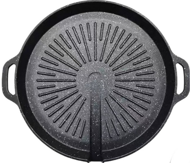 Elruha 電磁爐家用多功能雙層底麥飯石烤盤 燒烤盤 03, 1個, 29cm