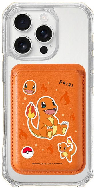 PoKeMoN 寶可夢 MagSafe 皮革卡夾, 小火龍 橘色, 1個