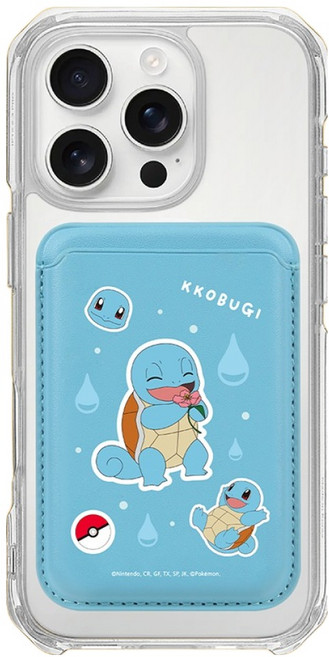PoKeMoN 寶可夢 MagSafe 皮革卡夾, 傑尼龜 天空藍, 1個