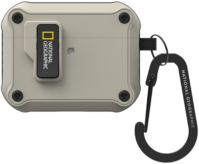 NATIONAL GEOGRAPHIC 國家地理 RuggedBumper自動開蓋保護殼, 石米色, 1個, AirPodsPro 3