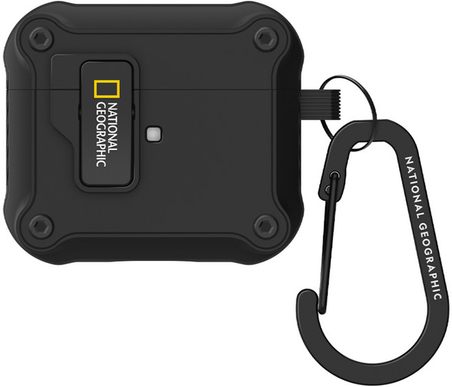 NATIONAL GEOGRAPHIC 國家地理 RuggedBumper自動開蓋保護殼, 黑色, 1個, AirPods 3