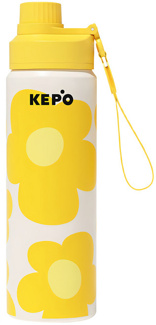 KEPO 運動隨行保溫保冷杯 316L不銹鋼內膽 KC011, 黃色, 1個, 600ml