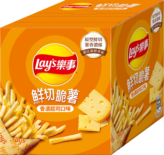 Lay's 樂事 鮮切脆薯香濃起司口味薯條 4件組, 72g, 1組