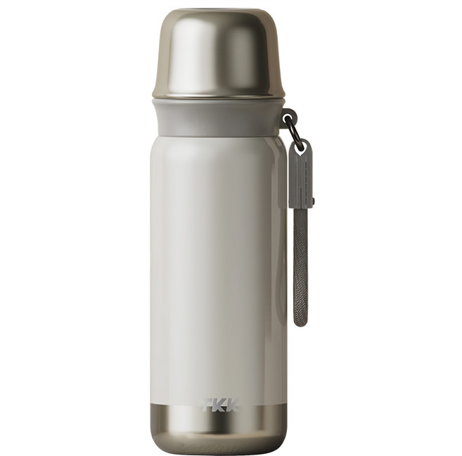 TKK 悅途附杯保溫瓶 316不鏽鋼, 流光白, 1個, 500ml