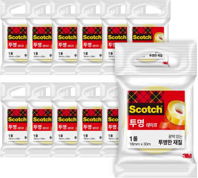 3M Scotch 多用途膠帶補充包 550 18mm x 30m, 單一顏色, 12個