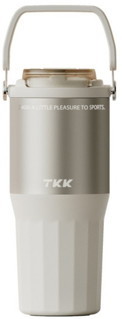 TKK 悅界316不鏽鋼雙飲口保溫拎拎杯, 金瓷白, 1個, 730ml
