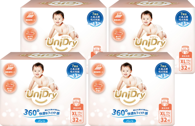 UniDry 優力寶 奢柔優選抱抱褲/褲型尿布 12~17kg, 128片, XL