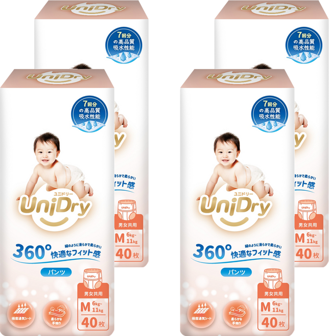 UniDry 優力寶 奢柔優選抱抱褲/褲型尿布 6~11kg, 160片, M