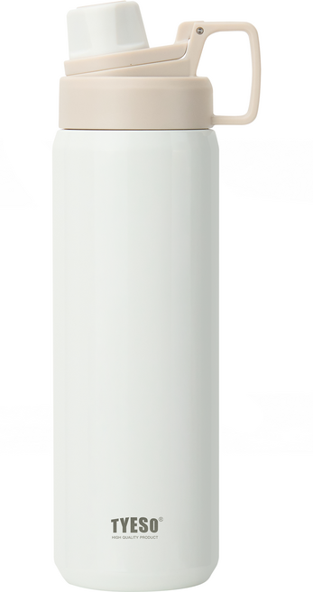 TYESO 泰碩 304不鏽鋼幻彩系列運動保溫水壺, 淺白色, 900ml, 1個