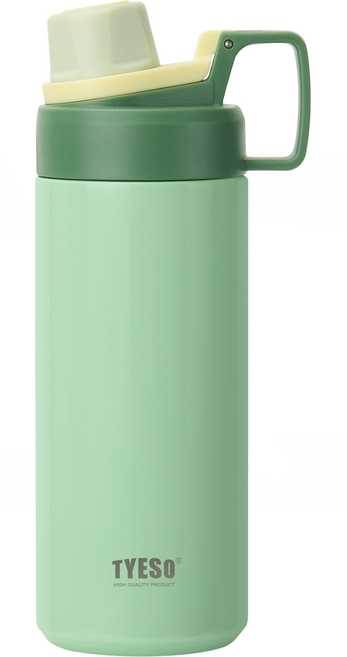 TYESO 泰碩 304不鏽鋼幻彩系列運動保溫水壺, 淺綠色, 600ml, 1個
