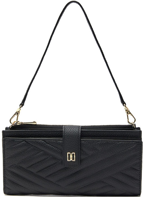 DAKS 女用現代卡萊爾圖案金色DD多功能錢包 DCHO6E410BK