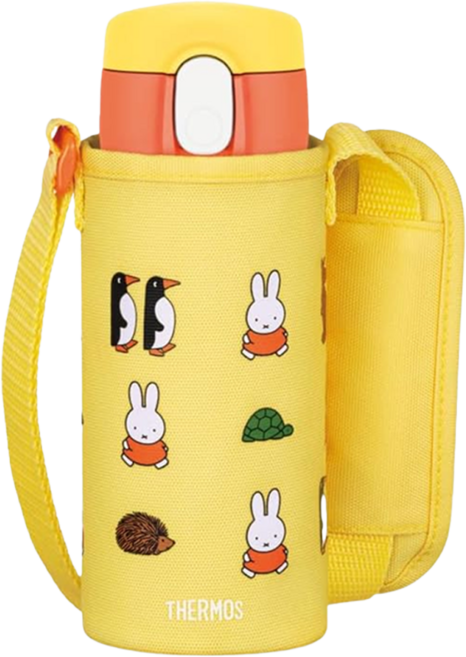THERMOS 膳魔師 兒童保冷吸管水壺 附背帶 FJV-400FB, Y-OR 黄橙色米菲兔, 1個, 410ml