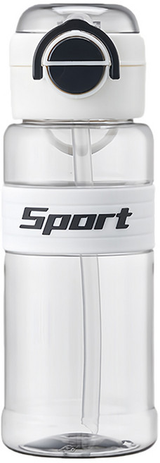 Sport 運動防摔耐熱彈蓋直飲/吸管兩用水壺, 淡雅灰, 1個, 870ml