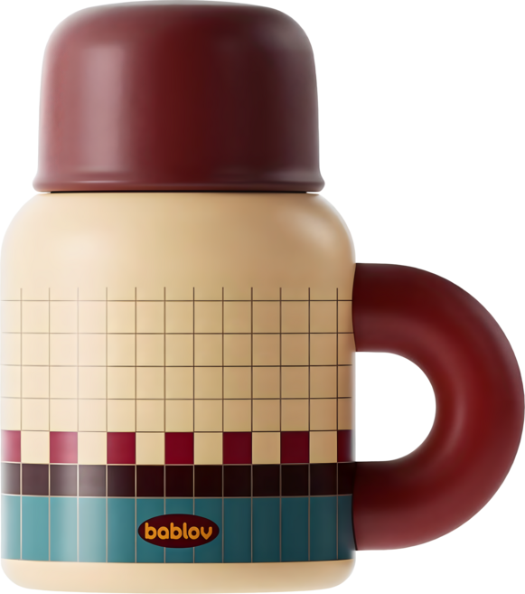 bablov 花伴森 316小胖都把手保溫杯, 咖啡小島, 1個, 480ml