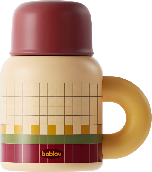 bablov 花伴森 316小胖都把手保溫杯, 奇想世界, 1個, 480ml