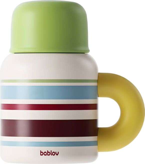 bablov 花伴森 316小胖都把手保溫杯, 抹茶曲奇, 1個, 480ml