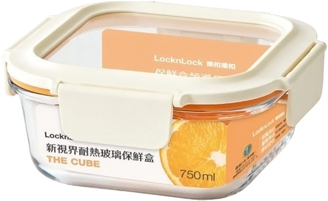 LocknLock 樂扣樂扣 新視界耐熱玻璃保鮮盒 正方款 750ml, 1個, 1個裝