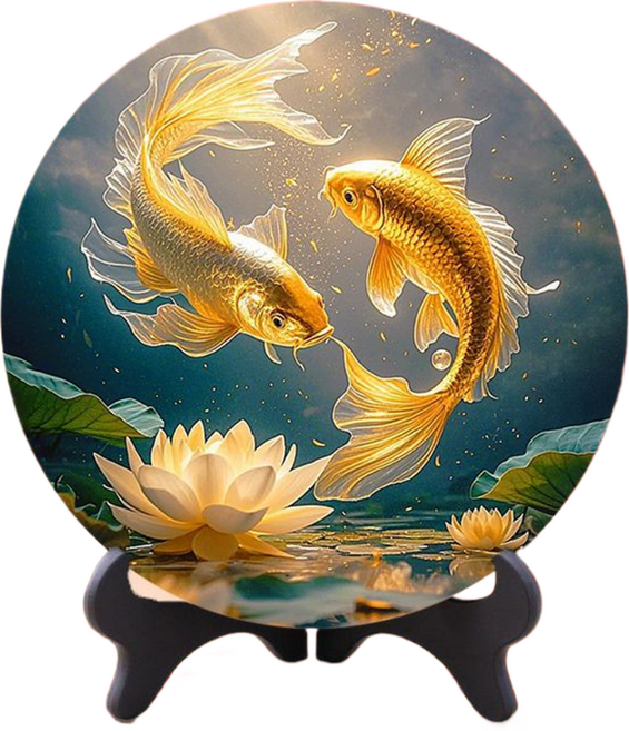 DK ONE 黃金鯉魚幸運室內裝飾畫 C款