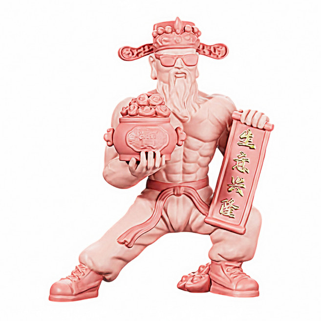 MODACore 摩達客 旺旺創意肌肉財神爺擺飾禮盒, 粉紅色