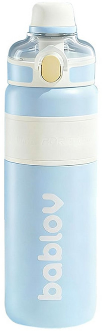 bablov 花伴森 316不銹鋼潮飲大容量保溫瓶, 晴空藍, 1個, 650ml
