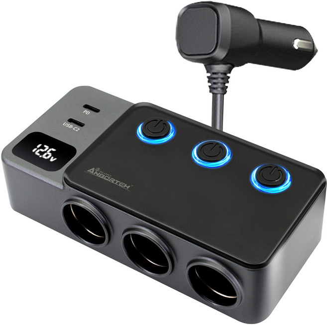 ANBORTEH 安伯特 電壓監控PD + QC3.0 8孔車充 國家認證 12V-24V皆可使用, 黑色, ABT-E701