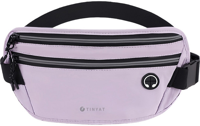 TINYAT 夜間反光條防盜戶外運動貼身手機腰包/登山包, 丁香紫, 1個