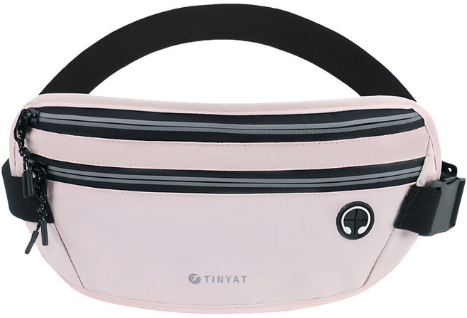 TINYAT 夜間反光條防盜戶外運動貼身手機腰包/登山包, 盈盈粉, 1個