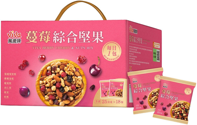 ViVa 萬歲牌 蔓莓綜合堅果禮盒 18包, 1盒