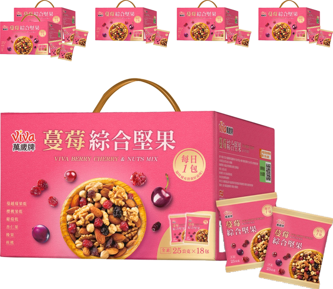 ViVa 萬歲牌 蔓莓綜合堅果禮盒 18包, 6盒