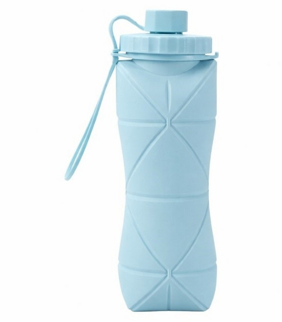 bebehome 無毒矽膠摺疊運動水壺, 藍色, 600ml, 1個