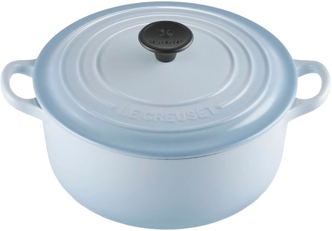 LE CREUSET 圓鐵鍋, 海岸藍, 1個, 20cm