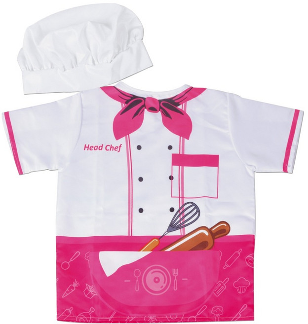 OZ TOY Home Chef 廚師袍 + 帽子套組 158-1, 粉紅色, 1套