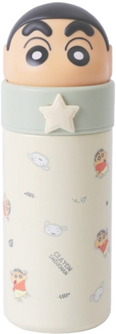 norns 蠟筆小新大頭造型保溫杯, 綠色, 1個, 350ml