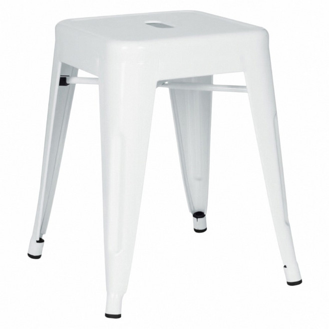 E-home Una尤娜工業風可堆疊金屬吧檯椅 高45cm NKC003C-wht, 白色, 1個