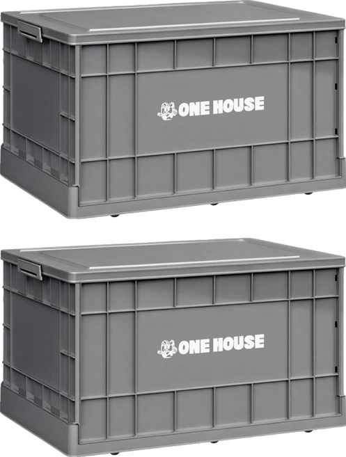 ONE HOUSE 75L 61寬藤原工業風折疊收納箱 高款 OH-Q261-H2, 泥灰色, 2個