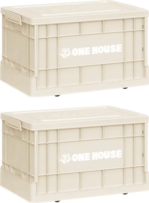 ONE HOUSE 34L 47寬藤原工業風折疊收納箱 高款 OH-Q261-C, 奶白色, 2個