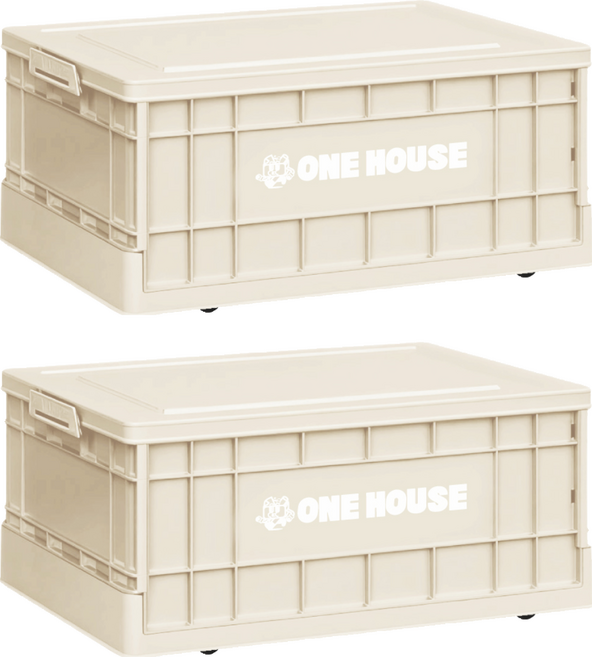 ONE HOUSE 35L 52寬藤原工業風折疊收納箱 矮款 OH-Q261-E, 奶白色, 2個