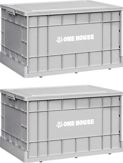 ONE HOUSE 75L 61寬藤原工業風折疊收納箱 高款 OH-Q261-H1, 淺灰色, 2個