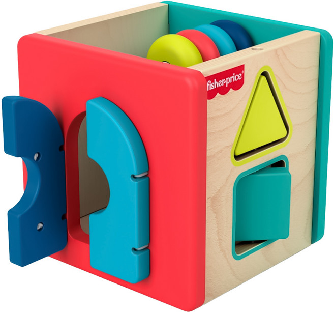fisher-price 費雪 木製活動方塊, 混和顏色, 1個