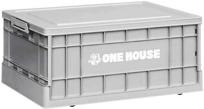ONE HOUSE 35L 52寬藤原工業風折疊收納箱 矮款 OH-Q261-E1, 淺灰色, 1個