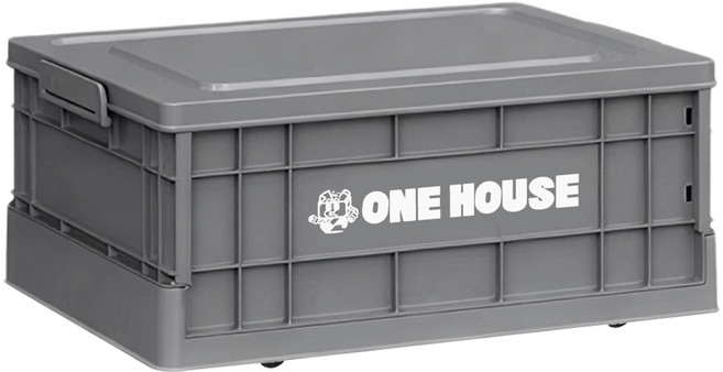 ONE HOUSE 23L 47寬藤原工業風折疊收納箱 矮款 OH-Q261-B2, 泥灰色, 1個
