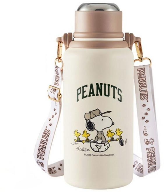 Corelle Brands 康寧餐具 SNAPWARE Sport不鏽鋼保冰保溫瓶 附背帶, SNOOPY 高爾夫款, 1個, 1250ml