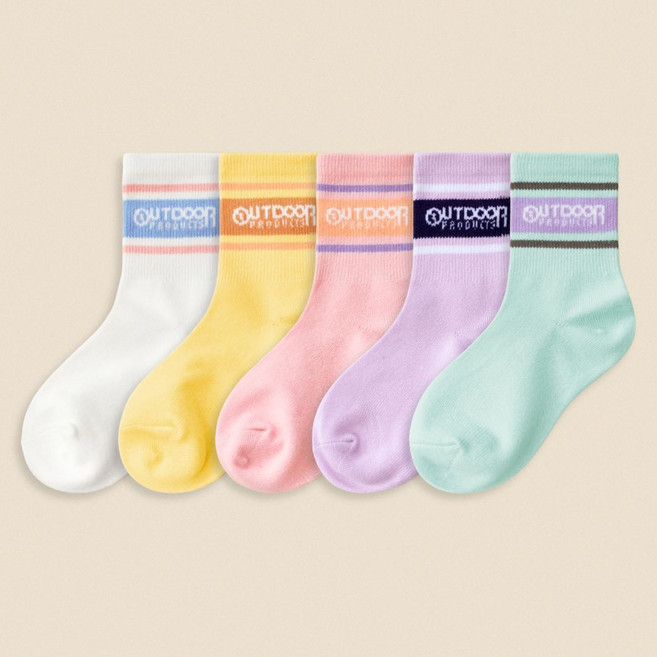 OUTDOOR PRODUCTS 兒童基本款中筒襪5雙組