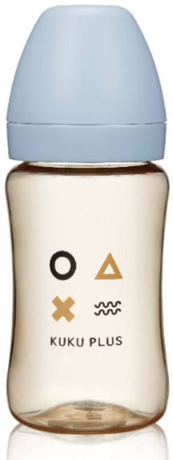 KU.KU Duckbill 酷咕鴨 KUKU PLUS 純真之瞳寬口 PPSU 奶瓶, 晨曦藍, 1個, 300ml