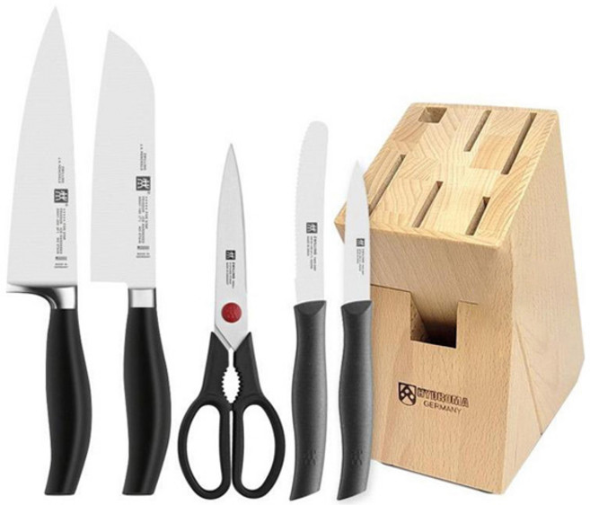 ZWILLING 雙人 德國雙人牌 5星刀具5件組 + 刀座組 HK30144-005HD, 黑色 + 棕色, 1組, 6款